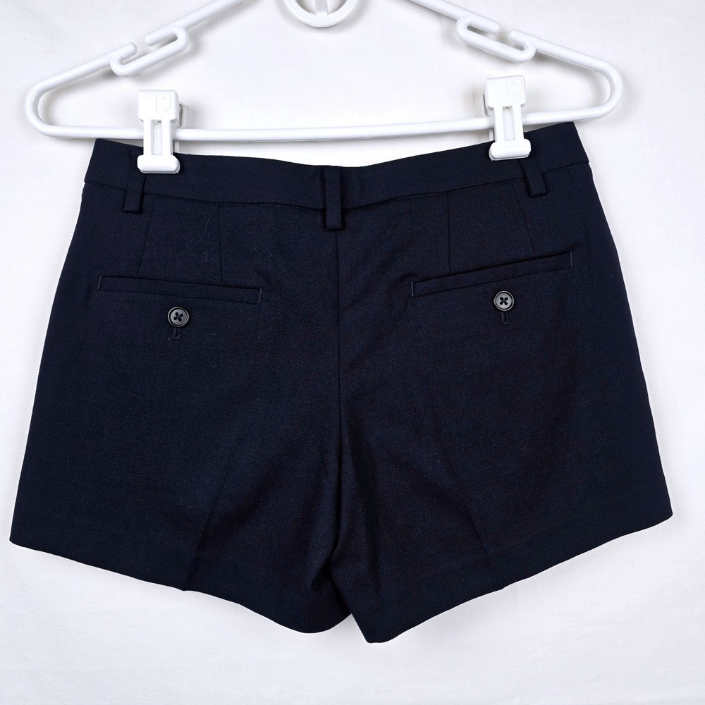 Uniqlo Womens Navy Blue Wool Blend Pleated Tailored Shorts Size 58  221-128889 - Picture 2 of 13
